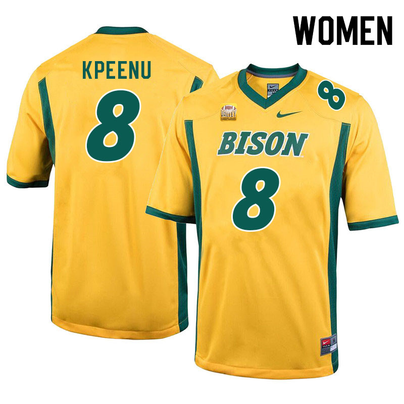 Women #8 Barika Kpeenu North Dakota State Bison College Football Jerseys Sale-Yellow